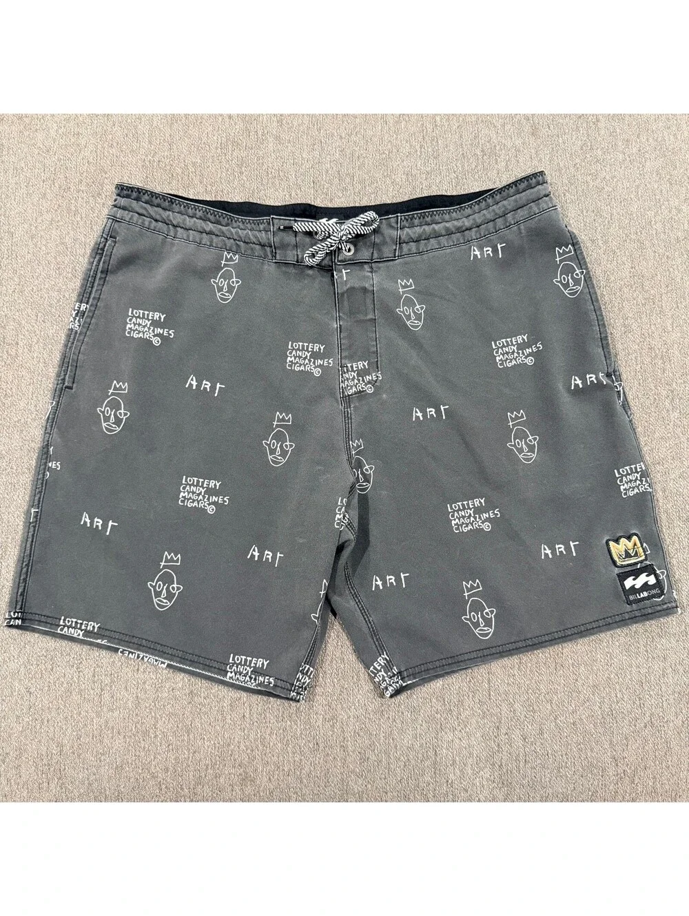 Billabong x Basquiat Board Shorts Mens 36 Gray Art Swim Trunks